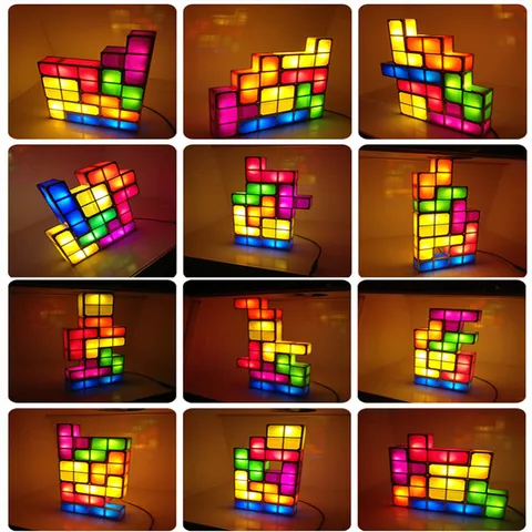 DIY Tetris Nachtlicht Bunte Stapelpuzzle LED Verriegelung Block Lampe Kreative Schlafzimmer Dekor Nachtlicht Geschenk