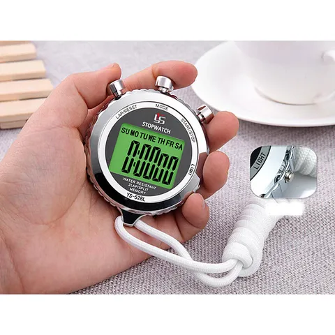 Digital Stopwatch Electronic Timer Metal Stopwatch Waterproof Sports Fitness Timer With Lanyard For Running Training
