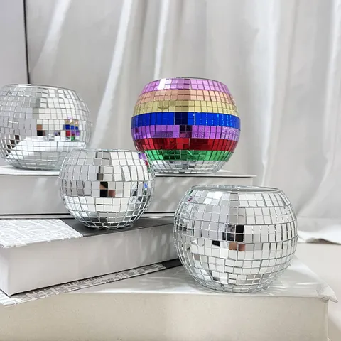 Mosaik Glas Kerzenhalter Diskokugel Teelichthalter Amerikanischer Stil Heimdekoration Tischornament Party Geschenk
