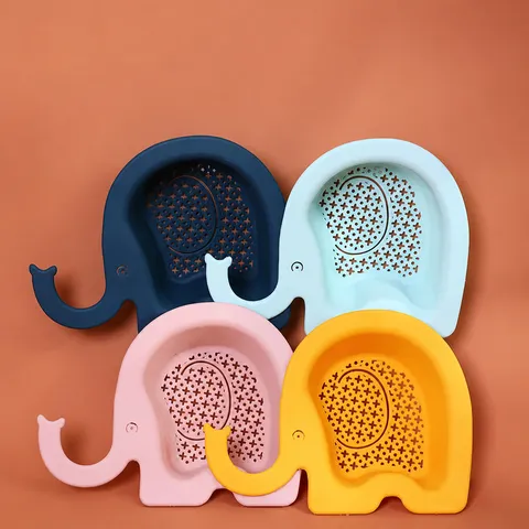 Cute Plastic Elephant Shape Kitchen Sink Colander Multifunctional Drain Basket Food Residue Filter Sink Strainer