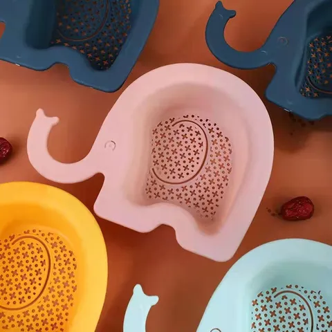 Cute Plastic Elephant Shape Kitchen Sink Colander Multifunctional Drain Basket Food Residue Filter Sink Strainer