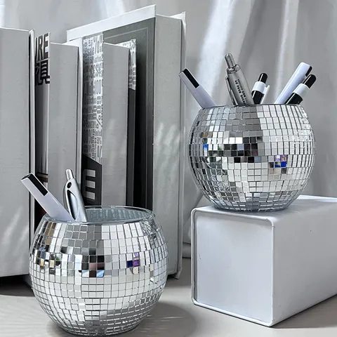 Μολυβοθήκη Μπάλα Ντίσκο Γυάλινο Μωσαϊκό Κουτί Αποθήκευσης Γραφείου Πολυλειτουργική Θήκη Κεριών Οργανωτής Πινέλλων
