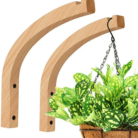 Support Mural pour Plante en Bois pour Paniers Suspendus Jardinières Carillons Eoliens Mangeoires à Oiseaux Jardin Intérieur Extérieur Décoration