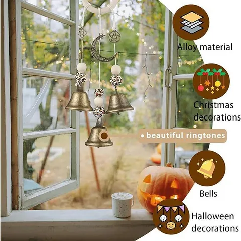 Retro Hexenglocken Hängeanhänger für Halloween Heimdekoration Eisen Glocke Windspiel Für Tür Fenster Party Dekor