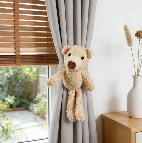 Cute Bear Curtain Tieback Plush Cotton Curtain Buckle For Kids Room Home Window Decoration Cute Animal Style