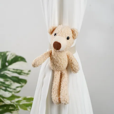Cute Bear Curtain Tieback Plush Cotton Curtain Buckle For Kids Room Home Window Decoration Cute Animal Style