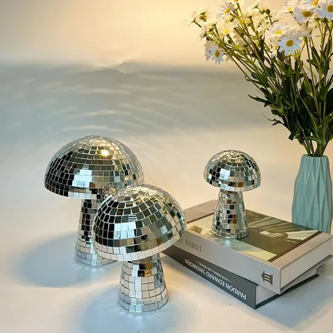 Στολίδι Μανιτάρι Disco Ball Μωσαϊκό από Γυαλί Καθρέφτη Ρετρό Διακόσμηση Μανιταριού για Σπίτι Δωμάτιο Πάρτι Τραπέζι