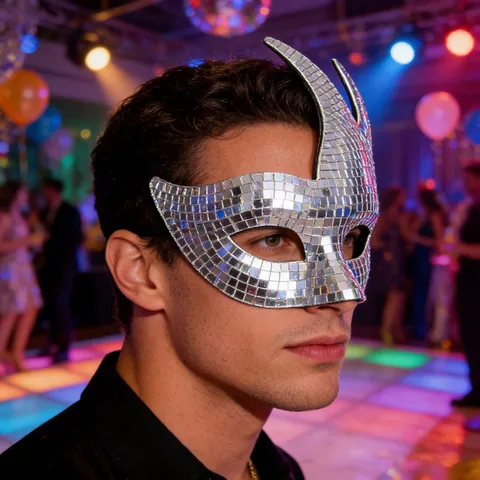 Silver Gold Disco Mask Mirror Mosaic Cat Face Masquerade Mask For Halloween Party Ball Costume Prom Decorative Prop