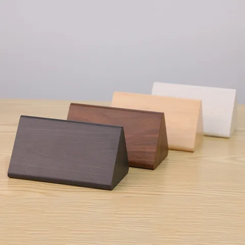 Wooden Triangle LED Alarm Clock Digital Temperature Humidity Display Desktop Electronic Wood Clock for Home Office