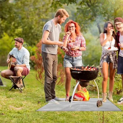 Alfombrilla Ignífuga para Camping al Aire Libre de Fibra de Vidrio Almohadilla de Aislamiento Térmico para BBQ