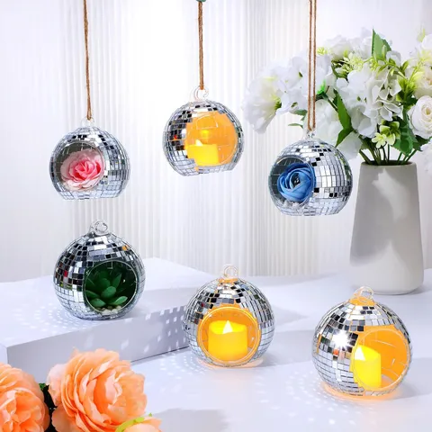 Disco Ball Hängender Spiegel Glas Kerzenhalter Weihnachtsbaum Hängender Ornament Party Heimdekoration