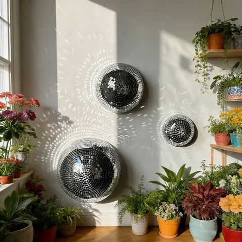Spiegel Glas Disco Kugel Wandbehang Aufkleber Reflexive Halbkugel Dekor Für Zuhause Party Raum Ästhetisch