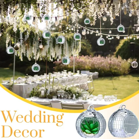 Disco Ball Hängender Spiegel Glas Kerzenhalter Weihnachtsbaum Hängender Ornament Party Heimdekoration