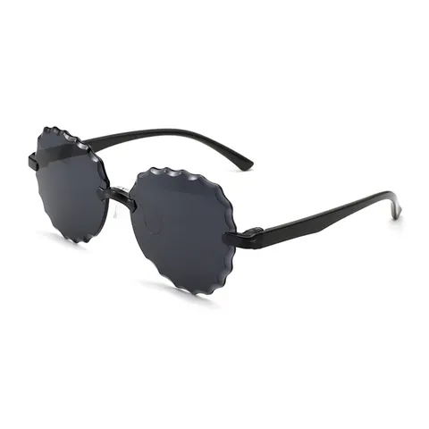Rimless Petal Shape Sunglasses Women Candy Color One Piece Translucent Ocean Lens Eyewear Trendy Jelly Wavy Edge Sunglasses For Party Holiday Daily Outfits Glasses