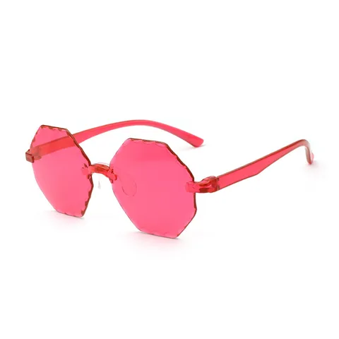 Gafas de Sol Sin Montura Color Gelatina De Moda Borde Ondulado Lentes Oceánicas Poligonales De Una Pieza para Mujeres Hombres Estilo Viaje Fiesta