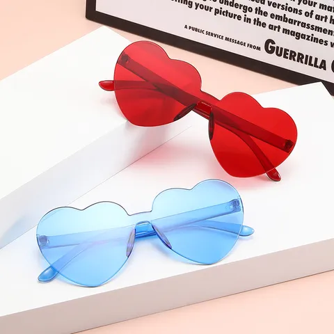 Rimless Heart Sunglasses For Kids Fashionable Heart Shaped Sun Glasses For Children Boys Girls Party Styling Accessories