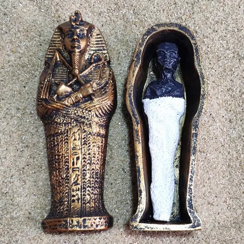 Ancient Egyptian Pharaoh Mummy Coffin Figurine Resin Craft Desktop Ornament Magic Prop Egyptian Culture Home Decor