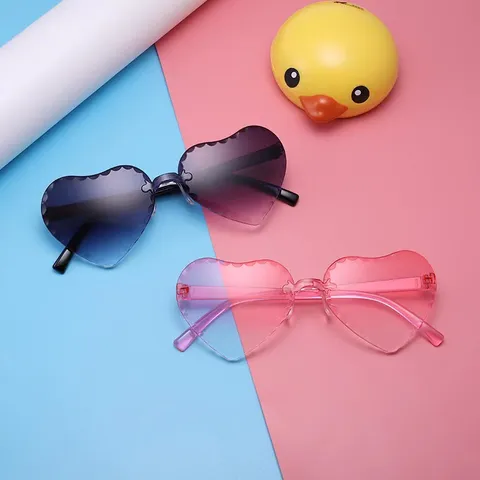 Occhiali da Sole Senza Montatura a Forma di Cuore per Bambini Occhiali da Sole Colorati con Bordo Tagliato per Ragazzi e Ragazze