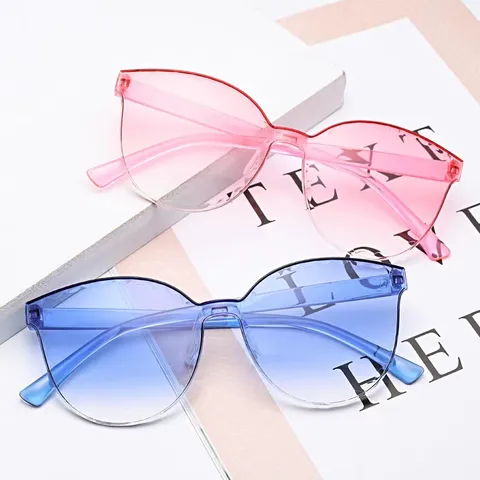 Randlose Einteilige Sonnenbrille Gelee Transparent Süßigkeitenfarbverlauf Ozeanlinse Mode Brillen Für Damen Herren Outdoor Sommer