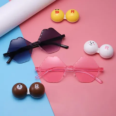 Kids Rimless Polygon Sunglasses Candy Colors Fashion Gradient Wavy Cut Edge Glasses For Children Street Outdoor Eyewear