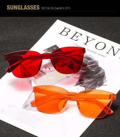 Fashion Rimless One Piece Shield Sunglasses For Men Women Wrap Around Sport Shades PC Frame Sunglasses UV400 Protection