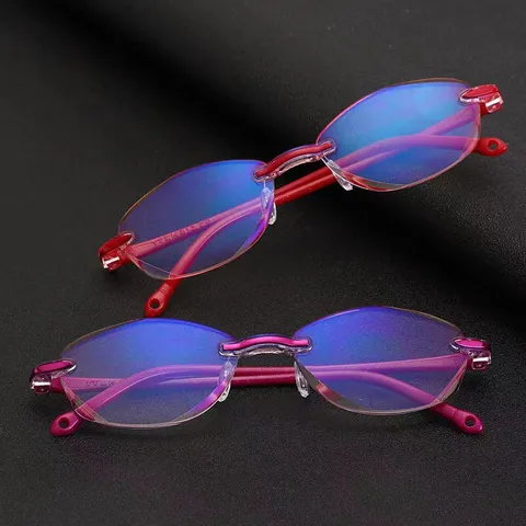 Gafas de Lectura para Mujer Luz Anti-Azul Ligeras Sin Montura Corte de Diamante