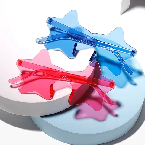 Sternförmige Randlose Sonnenbrille Einteilig Bonbonfarben Transparent Party Brille Mode Integrierte Kostüm Brillen Für Damen Herren