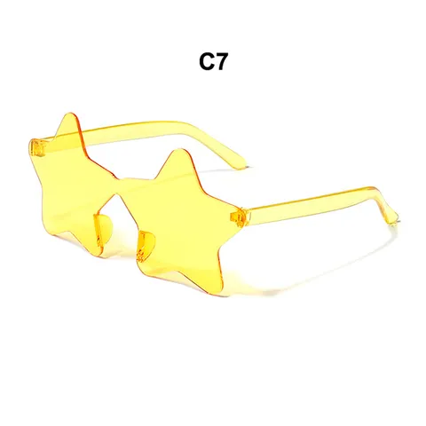 Sternförmige Randlose Sonnenbrille Einteilig Bonbonfarben Transparent Party Brille Mode Integrierte Kostüm Brillen Für Damen Herren