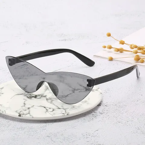 Mode Randlose Einteilige Katzenaugen Sonnenbrille Für Damen Herren Gelee-Farbe Verlaufsglas Retro Übergroße Sonnenbrille