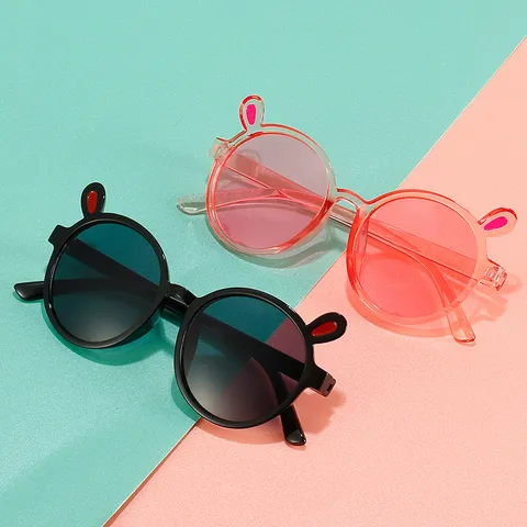 Occhiali da Sole Carini con Orecchie di Coniglio per Bambini Colore Caramella Cartone Animato Occhiali da Sole Bambini Viaggio All'Aperto Moda Occhiali