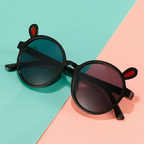 Occhiali da Sole Carini con Orecchie di Coniglio per Bambini Colore Caramella Cartone Animato Occhiali da Sole Bambini Viaggio All'Aperto Moda Occhiali