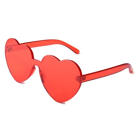 Süße Bonbonfarbe Herzförmige Sonnenbrille Einteilige Randlose Sonnenbrille Für Damen Herren Y2K Retro Party Reise Herz Brillen