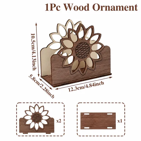 Portatovaglioli in Legno di Girasole Dispenser di Tessuto Da Tavolo In Piedi Supporto Decorativo per Tovaglioli Per Casa Cucina Ristorante