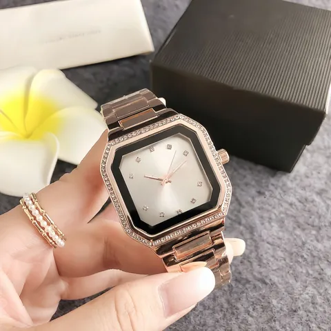 Γυναικείο Roλόι Χαλαζίας Moda Ins Design Rhinestone Square Alloy Casual Business Elegant Wristwatch
