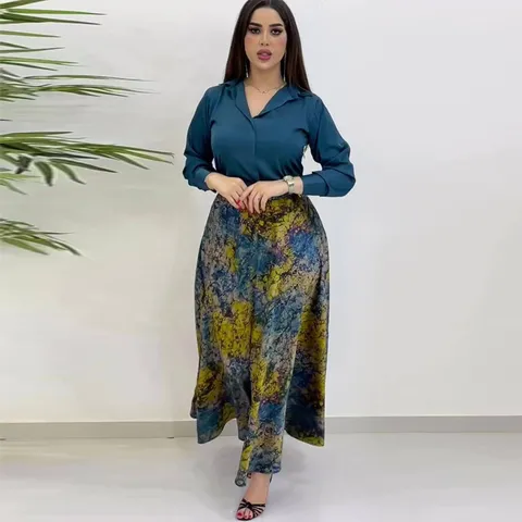 Γυναικείο Casual Satin Μακρυμάνικο Poukamiso kai Typomeni Makria Founta Set