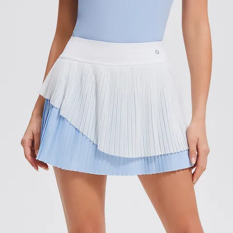 Women Sports Tennis Skirt Quick Dry Anti Glare Pleated Short Skirt Casual Fitness Yoga Skirt Athletic Activewear