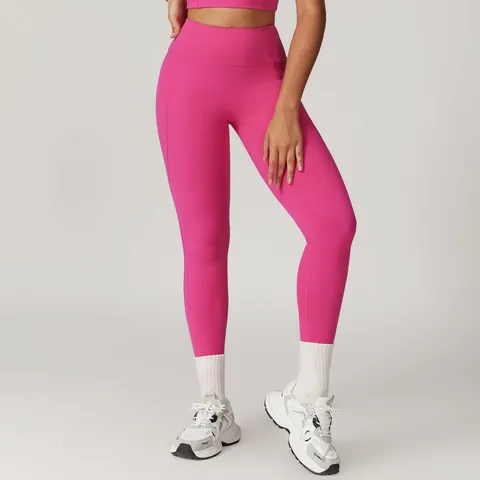 Pantaloni da Yoga da Donna a Vita Alta Push-Up Tinta Unita Nylon Asciugatura Rapida Vestibilità Affusolata Stretch Fitness Sport Fondo