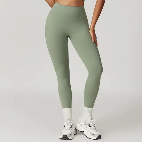 Pantaloni da Yoga da Donna a Vita Alta Push-Up Tinta Unita Nylon Asciugatura Rapida Vestibilità Affusolata Stretch Fitness Sport Fondo