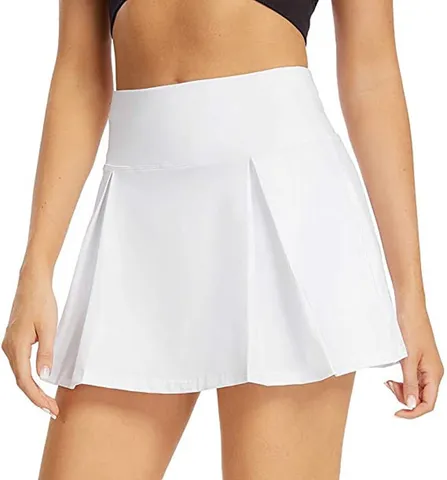 Women's Athletic Pleated Skirt Solid Color High Waist Anti-Glare Tennis Golf Skort Fitness Yoga Short Skirt