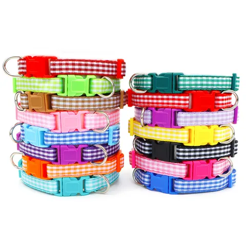 Pet Collar Retro Plaid Print Adjustable Neck Strap With Quick Release Buckle For Dogs Cats Outdoor Accessories