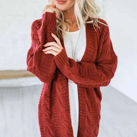Γυναικείο Casual Ανοιχτό Μπροστά Πλεκτό Cardigan Πουλόβερ Μονόχρωμο Φαρδύ Μεσαίου Μήκους Πανωφόρι