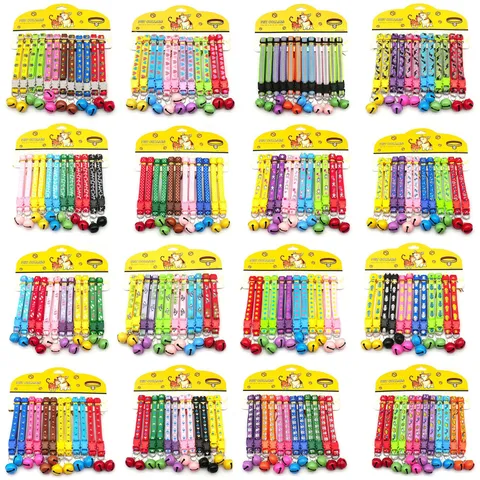 Colorful Pet Collar With Bell Cartoon Print Polypropylene Webbing Adjustable Cat Dog Neck Strap Pet Accessories