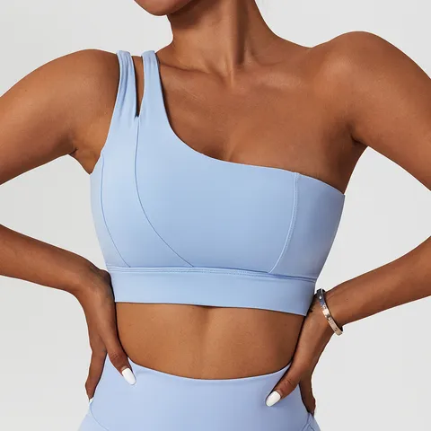 Γυναικείο One Shoulder Sports Bra Fitness Activewear Με Επένδυση Workout Yoga Crop Top Athletic Gym Vest