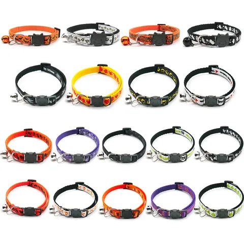 Halloween Pet Collar Cute Cat Dog Neck Strap Bell Adjustable Festive Puppy Accessories Pet Party Supplies