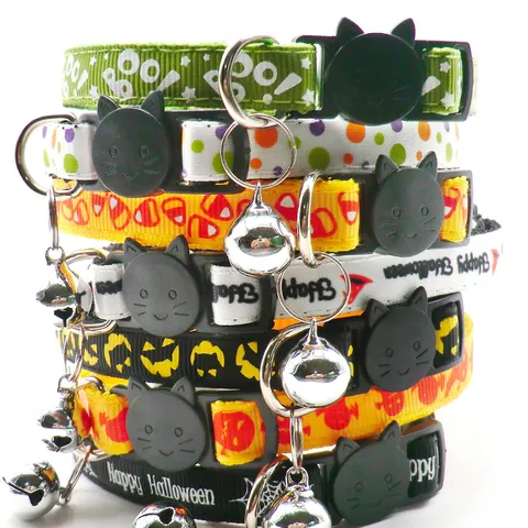Halloween Pet Collar Cute Cat Dog Neck Strap Bell Adjustable Festive Puppy Accessories Pet Party Supplies
