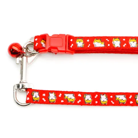 Ensemble Laisse Et Collier Pour Chien Dessin Animé Polypropylène Réglable Anti-perte Laisse De Promenade Pour Animaux Avec Cloche Pour Petits Chiens Chats