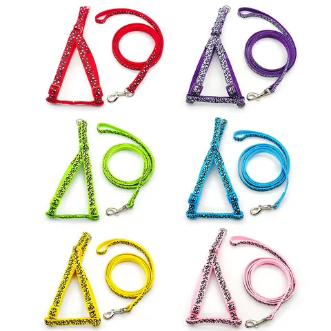 Leopardenmuster Haustier Brustgurt Leine Set Verstellbare Nylon Hund Katze Spaziergurt Führungsseil Kleine Haustierbedarf