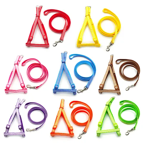 Plaid Pet Harness And Leash Set Adjustable Nylon Puppy Dog Cat Vest Leash Walking Lead For Small Dogs Daily Pets Supplies