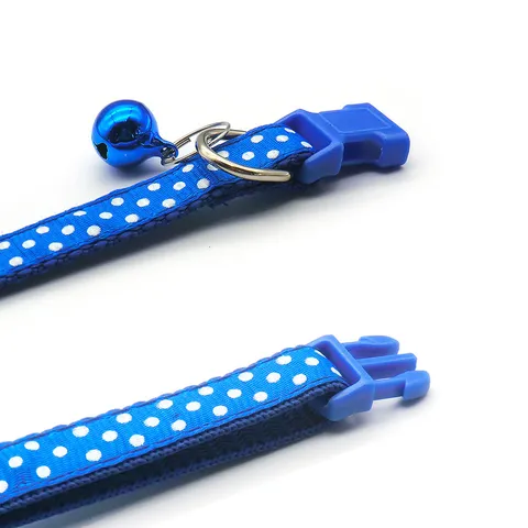 Polka Dot Cat Collar With Bell Safety Quick Release Buckle Soft Polypropylene Webbing Small Pet Necklace Accessory