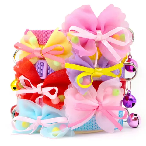 Small Dog Cat Collar Adjustable Polypropylene Pet Neck Strap With Bowknot Bell Fashion Pet Accessories